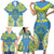 Palau Constitution Day Family Matching Short Sleeve Bodycon Dress and Hawaiian Shirt Belau Seal With Frangipani Polynesian Pattern - Blue