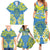 Palau Constitution Day Family Matching Summer Maxi Dress and Hawaiian Shirt Belau Seal With Frangipani Polynesian Pattern - Blue