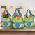 Palau Constitution Day Grocery Bag Belau Seal With Frangipani Polynesian Pattern - Blue