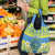 Palau Constitution Day Grocery Bag Belau Seal With Frangipani Polynesian Pattern - Blue