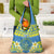 Palau Constitution Day Grocery Bag Belau Seal With Frangipani Polynesian Pattern - Blue