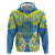 Palau Constitution Day Hoodie Belau Seal With Frangipani Polynesian Pattern - Blue