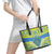 Palau Constitution Day Leather Tote Bag Belau Seal With Frangipani Polynesian Pattern - Blue