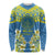 Palau Constitution Day Long Sleeve Shirt Belau Seal With Frangipani Polynesian Pattern - Blue