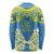 Palau Constitution Day Long Sleeve Shirt Belau Seal With Frangipani Polynesian Pattern - Blue