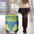 Palau Constitution Day Luggage Cover Belau Seal With Frangipani Polynesian Pattern - Blue