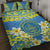 Palau Constitution Day Quilt Bed Set Belau Seal With Frangipani Polynesian Pattern - Blue