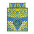 Palau Constitution Day Quilt Bed Set Belau Seal With Frangipani Polynesian Pattern - Blue