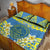 Palau Constitution Day Quilt Bed Set Belau Seal With Frangipani Polynesian Pattern - Blue