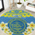 Palau Constitution Day Round Carpet Belau Seal With Frangipani Polynesian Pattern - Blue