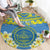 Palau Constitution Day Round Carpet Belau Seal With Frangipani Polynesian Pattern - Blue