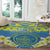 Palau Constitution Day Round Carpet Belau Seal With Frangipani Polynesian Pattern - Blue