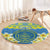 Palau Constitution Day Round Carpet Belau Seal With Frangipani Polynesian Pattern - Blue