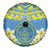 Palau Constitution Day Spare Tire Cover Belau Seal With Frangipani Polynesian Pattern - Blue