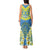 Palau Constitution Day Tank Maxi Dress Belau Seal With Frangipani Polynesian Pattern - Blue