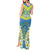 Palau Constitution Day Tank Maxi Dress Belau Seal With Frangipani Polynesian Pattern - Blue