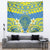 Palau Constitution Day Tapestry Belau Seal With Frangipani Polynesian Pattern - Blue