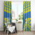 Palau Constitution Day Window Curtain Belau Seal With Frangipani Polynesian Pattern - Blue