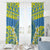 Palau Constitution Day Window Curtain Belau Seal With Frangipani Polynesian Pattern - Blue