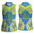 Palau Constitution Day Women Sleeveless Polo Shirt Belau Seal With Frangipani Polynesian Pattern - Blue