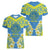 Palau Constitution Day Women V-Neck T-Shirt Belau Seal With Frangipani Polynesian Pattern - Blue