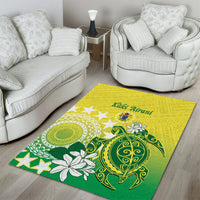 Cook Islands Independence Day Area Rug Kuki Airani Tiare Maori Polynesian Pattern - Green