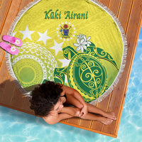 Cook Islands Independence Day Beach Blanket Kuki Airani Tiare Maori Polynesian Pattern - Green LT14 - Polynesian Pride