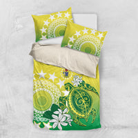 Cook Islands Independence Day Bedding Set Kuki Airani Tiare Maori Polynesian Pattern - Green