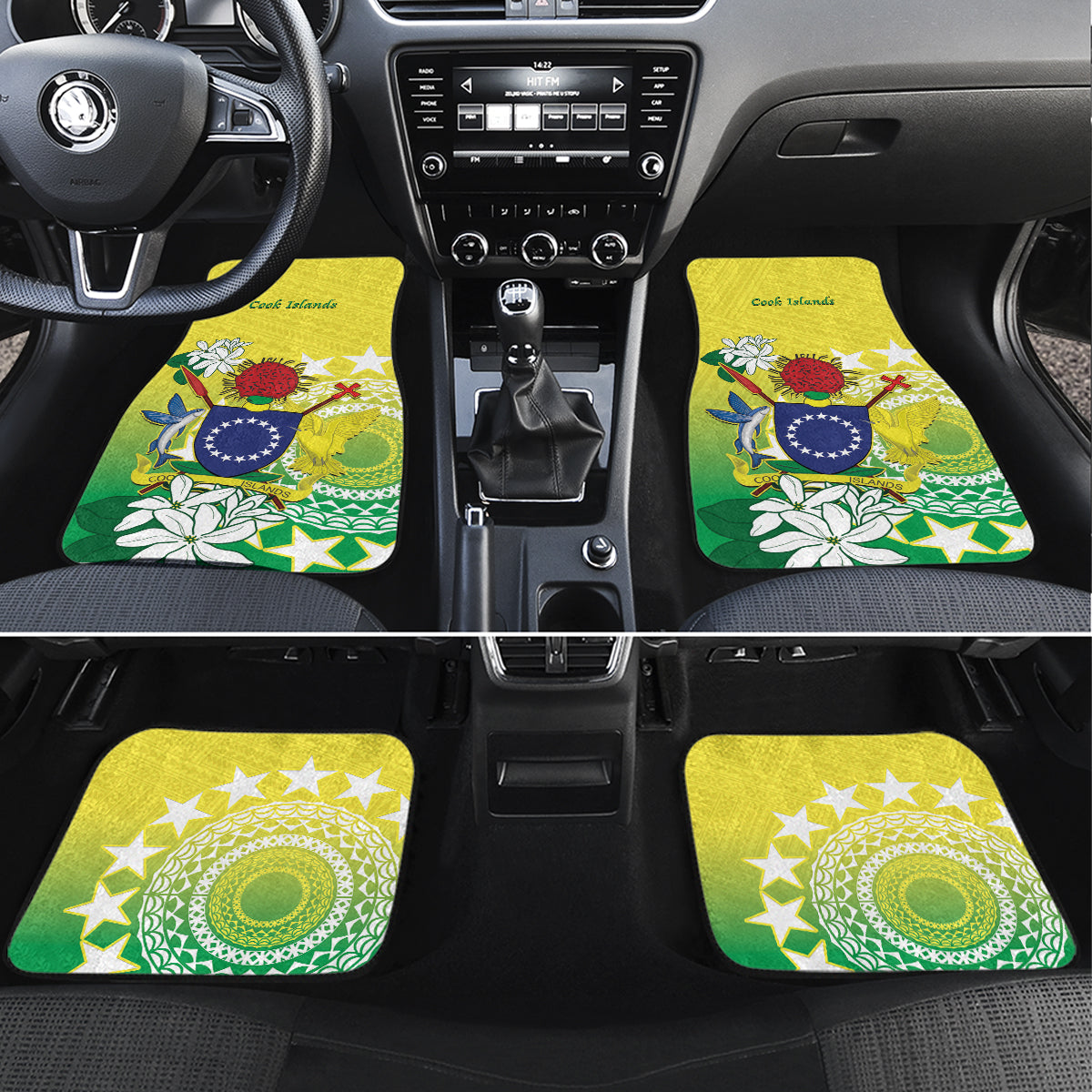 Cook Islands Independence Day Car Mats Kuki Airani Tiare Maori Polynesian Pattern - Green LT14 Set 4pcs Green - Polynesian Pride