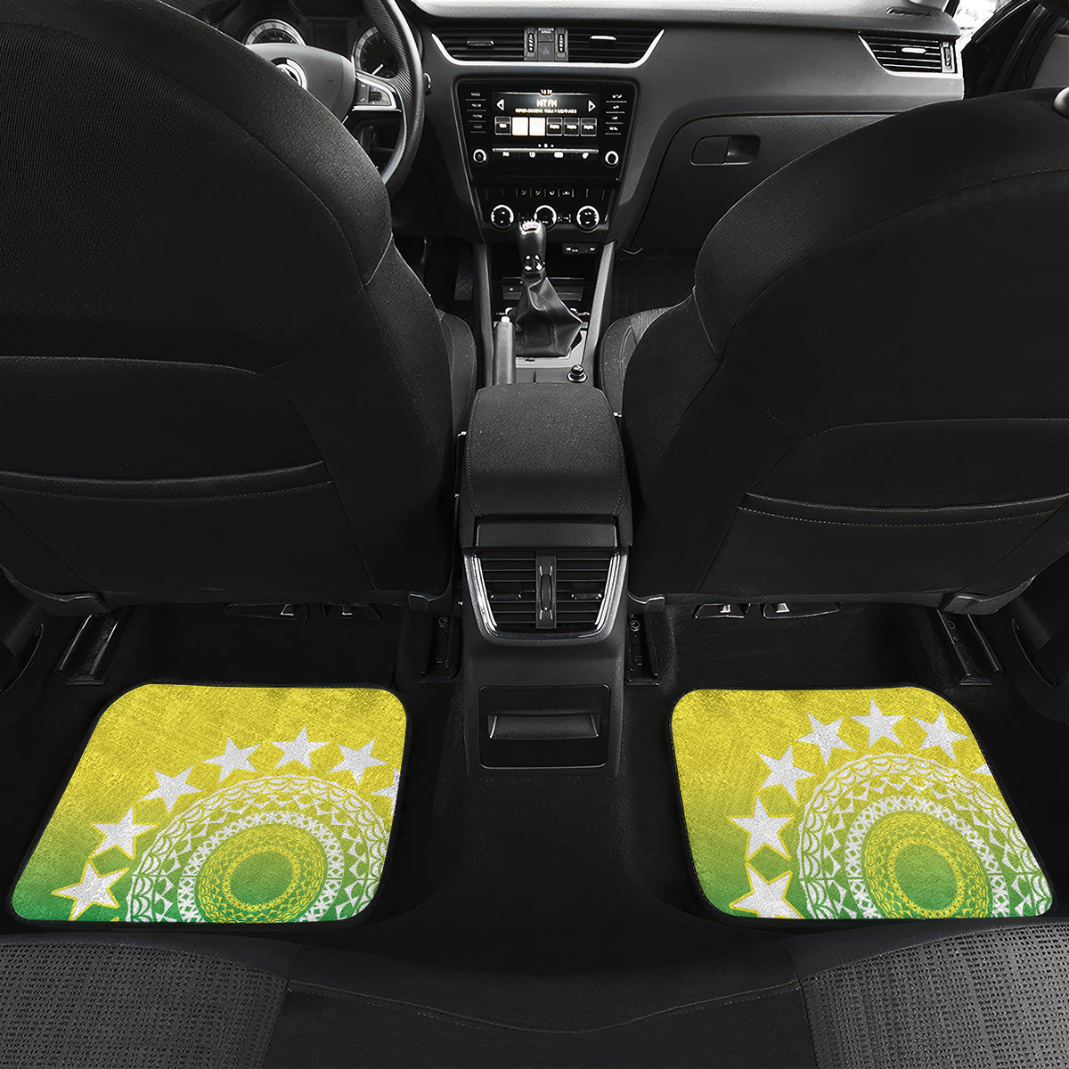 Cook Islands Independence Day Car Mats Kuki Airani Tiare Maori Polynesian Pattern - Green LT14 Set 2pcs - Back Green - Polynesian Pride