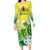 Cook Islands Independence Day Family Matching Long Sleeve Bodycon Dress and Hawaiian Shirt Kuki Airani Tiare Maori Polynesian Pattern - Green