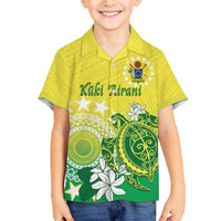 Cook Islands Independence Day Family Matching Off Shoulder Maxi Dress and Hawaiian Shirt Kuki Airani Tiare Maori Polynesian Pattern - Green