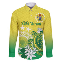 Cook Islands Independence Day Family Matching Off Shoulder Short Dress and Hawaiian Shirt Kuki Airani Tiare Maori Polynesian Pattern - Green