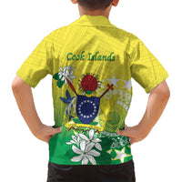 Cook Islands Independence Day Family Matching Short Sleeve Bodycon Dress and Hawaiian Shirt Kuki Airani Tiare Maori Polynesian Pattern - Green