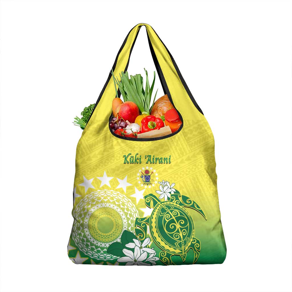 Cook Islands Independence Day Grocery Bag Kuki Airani Tiare Maori Polynesian Pattern - Green LT14 1-pack One Size Green - Polynesian Pride