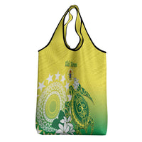 Cook Islands Independence Day Grocery Bag Kuki Airani Tiare Maori Polynesian Pattern - Green LT14 - Polynesian Pride