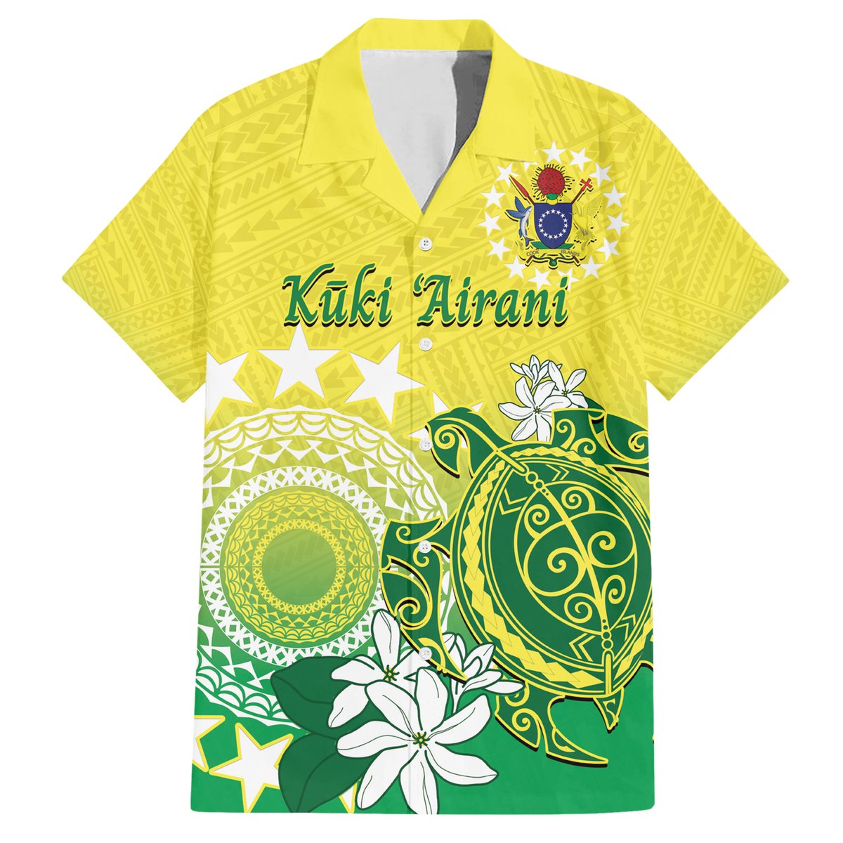 Cook Islands Independence Day Hawaiian Shirt Kuki Airani Tiare Maori Polynesian Pattern - Green LT14 Green - Polynesian Pride