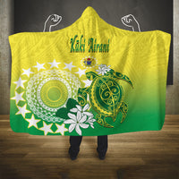 Cook Islands Independence Day Hooded Blanket Kuki Airani Tiare Maori Polynesian Pattern - Green LT14 One Size Green - Polynesian Pride