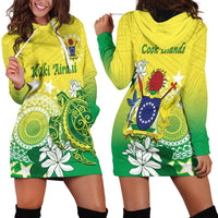 Cook Islands Independence Day Hoodie Dress Kuki Airani Tiare Maori Polynesian Pattern - Green LT14 - Polynesian Pride