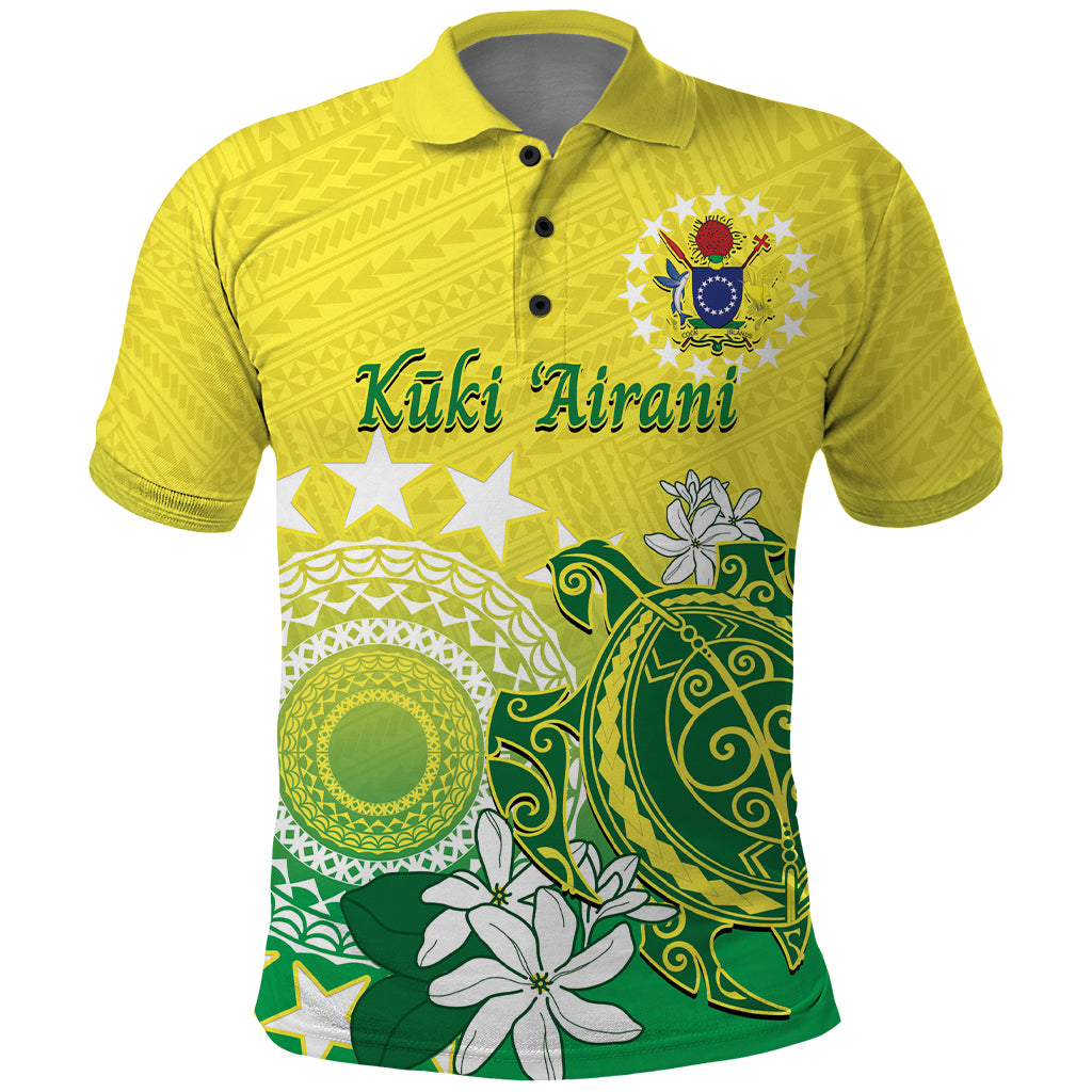 Cook Islands Independence Day Polo Shirt Kuki Airani Tiare Maori Polynesian Pattern - Green