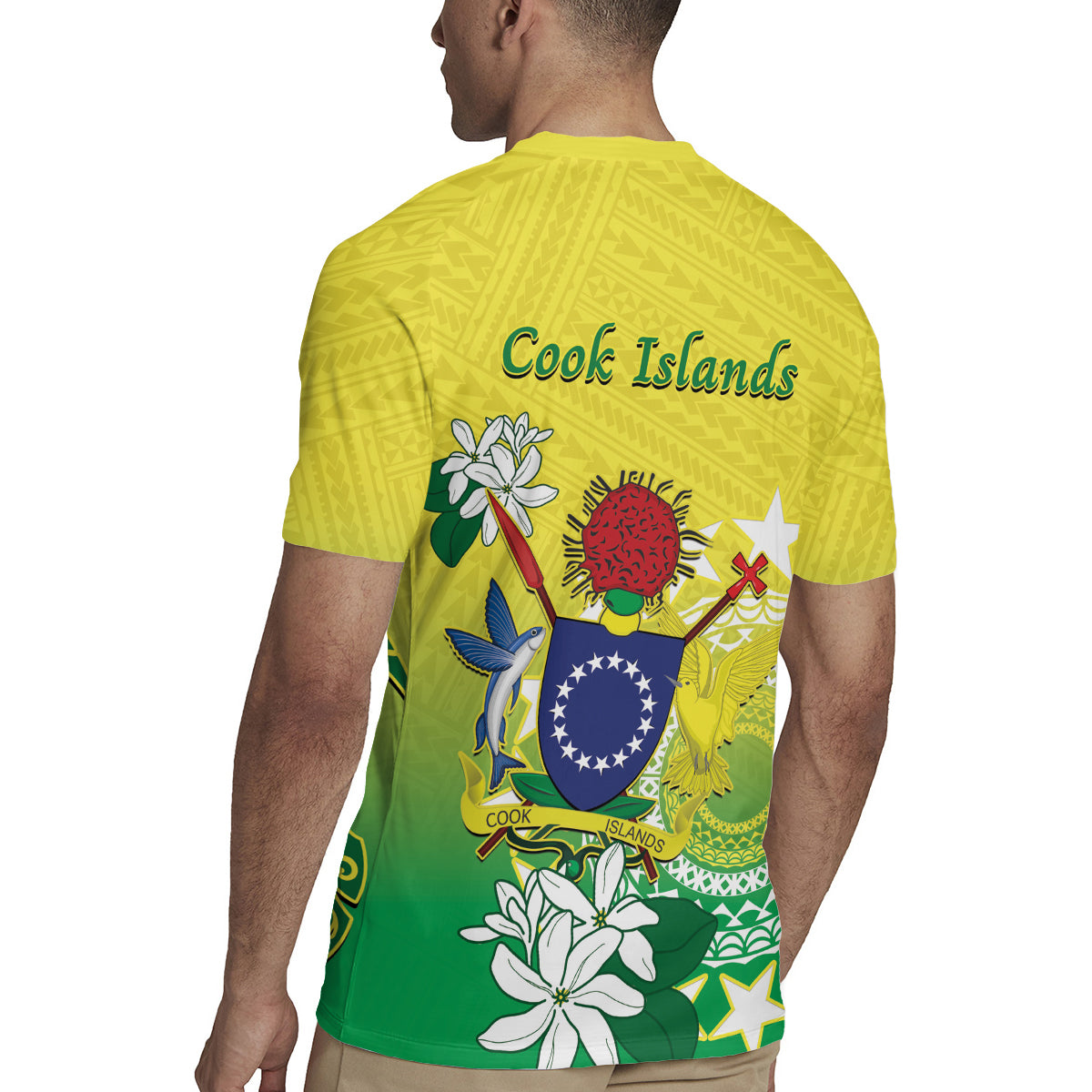 Cook Islands Independence Day Rugby Jersey Kuki Airani Tiare Maori Polynesian Pattern - Green LT14 - Polynesian Pride