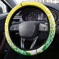 Cook Islands Independence Day Steering Wheel Cover Kuki Airani Tiare Maori Polynesian Pattern - Green LT14 - Polynesian Pride