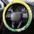 Cook Islands Independence Day Steering Wheel Cover Kuki Airani Tiare Maori Polynesian Pattern - Green