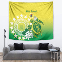 Cook Islands Independence Day Tapestry Kuki Airani Tiare Maori Polynesian Pattern - Green