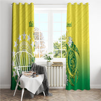 Cook Islands Independence Day Window Curtain Kuki Airani Tiare Maori Polynesian Pattern - Green LT14 - Polynesian Pride