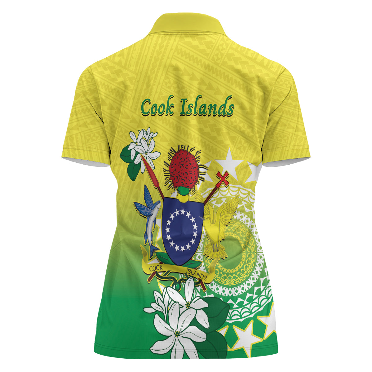 Cook Islands Independence Day Women Polo Shirt Kuki Airani Tiare Maori Polynesian Pattern - Green