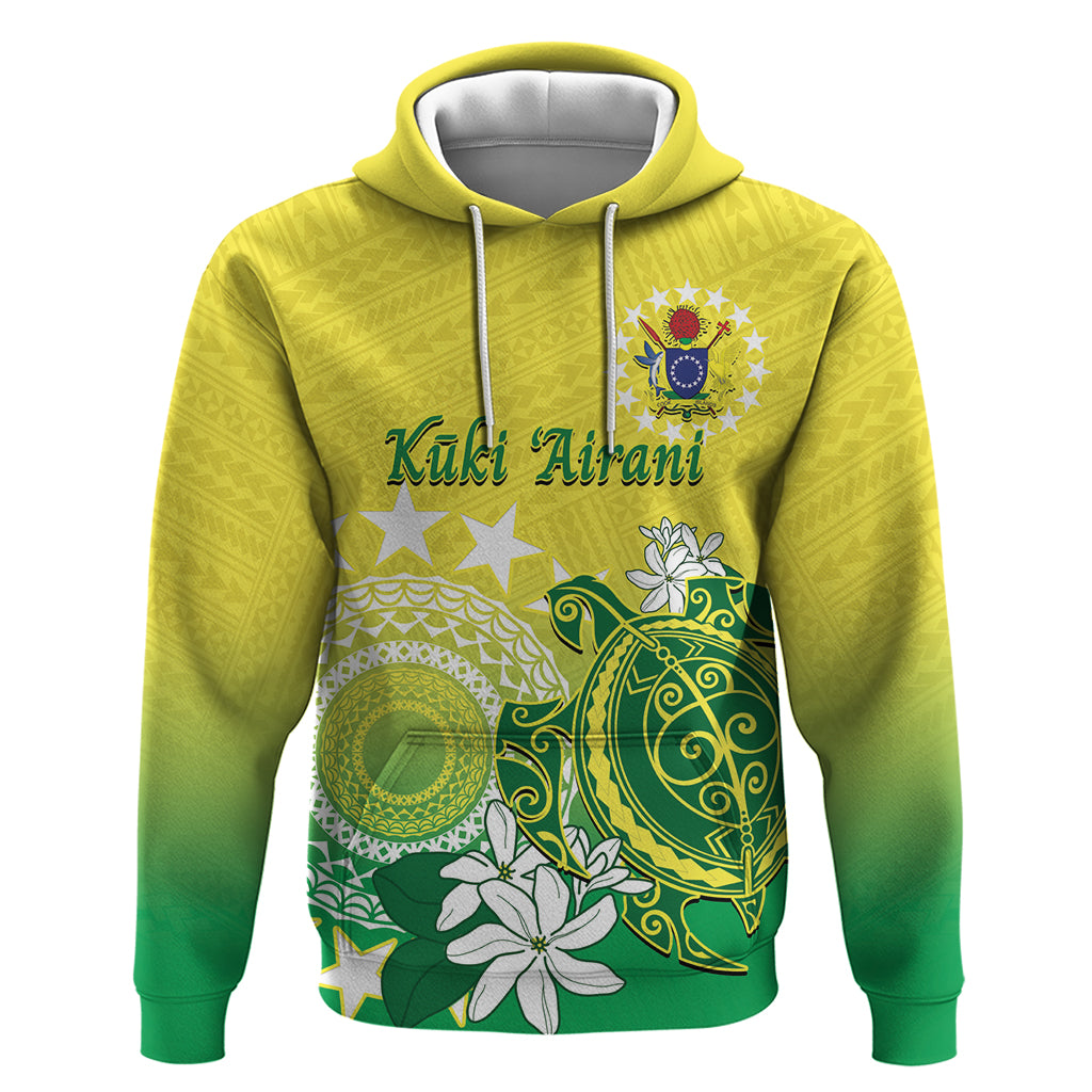 Cook Islands Independence Day Zip Hoodie Kuki Airani Tiare Maori Polynesian Pattern - Green
