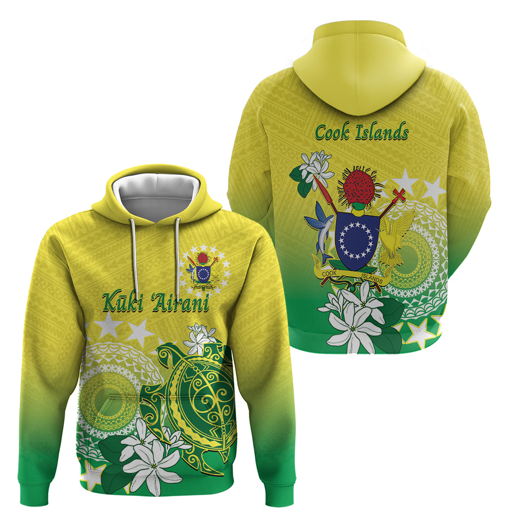 Cook Islands Independence Day Zip Hoodie Kuki Airani Tiare Maori Polynesian Pattern - Green