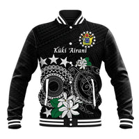 Cook Islands Independence Day Baseball Jacket Kuki Airani Tiare Maori Polynesian Pattern - Black LT14 Unisex Black - Polynesian Pride