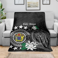 Cook Islands Independence Day Blanket Kuki Airani Tiare Maori Polynesian Pattern - Black LT14 - Polynesian Pride